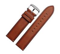 HASGTFM Leather Watch Belt Straight End Watch Band Women 4 Color Strap Leather Men's Vintage Watch Chain 20 22mm(Brown silver,18mm)