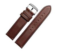 HASGTFM Leather Watch Belt Straight End Watch Band Women 4 Color Strap Leather Men's Vintage Watch Chain 20 22mm(Dark brown silver,18mm)