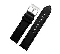 HASGTFM Leather Watch Belt Straight End Watch Band Women 4 Color Strap Leather Men's Vintage Watch Chain 20 22mm(Black silver,22mm)