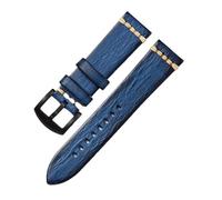 HASGTFM Leather Watch Strap Handmade Vintage Wristband 18mm 20mm 22mm 24mm Watch Band With Solid Buckle(Blue-b,22mm)