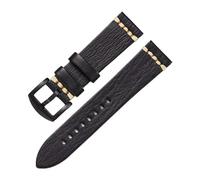 HASGTFM Leather Watch Strap Handmade Vintage Wristband 18mm 20mm 22mm 24mm Watch Band With Solid Buckle(Black-b,20mm)