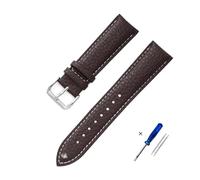 HASGTFM Leather Watchband 12mm 14mm 16mm 18mm 20mm 22mm Straps for Men Women Watch Casual Bracelet Wrist Band Watch Accessories(Brown-white line,14mm)
