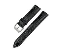 HASGTFM Leather Watchband 19mm 20mm 21mm 22mm Fit For Omega Fit For Tissot Fit For Longines Fit For Tudor Fit For CITIZEN Pattern Black Brown Watch Strap(Black Style 1,19MM_SILVER BUCKLE)