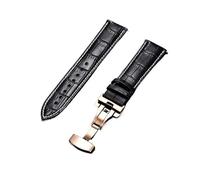 HASGTFM Leather Watchband Strap 18/20/22/24MM Watch Band Stainless Steel Buckle Watch Accessories Black Brown(Black-w-r,22mm)