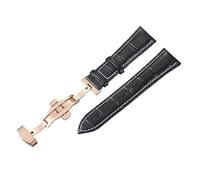 HASGTFM Leather Watchbands 18mm 20mm 22mm 24mm Embossed Design Watch Strap with Double Press Butterfly Buckle Watch Band(Rose gold w black,18mm)