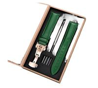 HASGTFM Leather Watchbands Automatic Butterfly Buckle Men Women Bracelets 18mm 20mm 22mm 24mm Straps Watch Accessories(Green-rose,22mm)