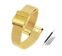 HASGTFM Mesh Watch Band Watch Fit For Milanese Wristband 12mm13mm 14mm15mm16mm17mm18mm 20mm 22mm Men Women Steel Watch Strap Tools(Gold,20mm)