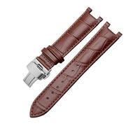 HASGTFM Notched Watchband Strap Fit For GC Fit For Guess Fit For Passa Leather Waterproof Wristband 20MM 22 * 13MM Men(Brown-c-silver,22.13mm)