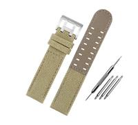 HASGTFM Nylon canvas watch strap 20 22 black brown army green lea/ther bottom men watchband bracelet fit For Hamilton Khaki Field(Khaki-S pin,22mm)