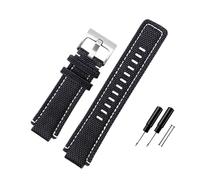 HASGTFM Nylon Canvas Watch Strap 24 * 16mm Hi-Q Convex Joint Black Green Blue Men Watchband With Tool Fit For Timex T2N720 721 TW2T76500 76300(Black-S pin)