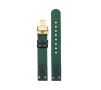 HASGTFM Nylon Canvas Watch Strap Fit For DW Fit For Daniel Fit For Wellington Spring Pastel 12mm 14mm Pink Off-white Black Green With Rivet Women Watchband(Green-gold,14mm)