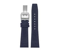 HASGTFM Nylon Canvas Watchband Fit For IWC Fit For PILOT Fit For Portugal Fabric Watch Strap 20mm 21mm 22mm Bracelet Black Armygreen Blue Wrist Belt(Blue silver fold,21mm)