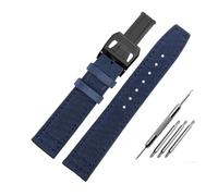 HASGTFM Nylon Canvas With Lea/ther Bottom Watch Strap 20 21 22 Army Green Blue Black Watchband Fit For IWC Mark-xx Pilot Portugieser(Blue-Black,21mm)