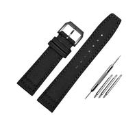 HASGTFM Nylon Canvas With Lea/ther Bottom Watch Strap 20 21 22 Army Green Blue Black Watchband Fit For IWC Mark-xx Pilot Portugieser(Black-B pin,21mm)