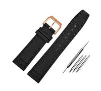 HASGTFM Nylon Canvas With Lea/ther Bottom Watch Strap 20 21 22 Army Green Blue Black Watchband Fit For IWC Mark-xx Pilot Portugieser(Black-RG pin,21mm)