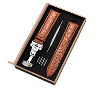 HASGTFM Pattern Leather Watch Strap with Automatic Stainless Steel Butterfly Clasp Watchband 18mm 20mm 22mm 24mm(S1 with box,22mm)
