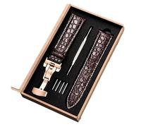 HASGTFM Pattern Leather Watch Strap with Automatic Stainless Steel Butterfly Clasp Watchband 18mm 20mm 22mm 24mm(R3 with box,16mm)