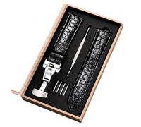 HASGTFM Pattern Leather Watch Strap with Automatic Stainless Steel Butterfly Clasp Watchband 18mm 20mm 22mm 24mm(S4 with box,18mm)