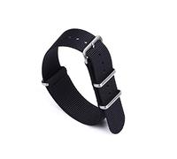 HASGTFM Premium Herringbone 20mm 22mm Seatbelt Watch Band Nylon Nato Strap Fit For 007 Fit For James Bond Military Striped Replacement Watch(Nero,22mm)