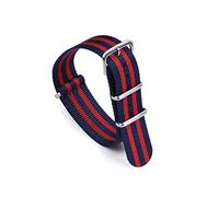HASGTFM Premium Herringbone 20mm 22mm Seatbelt Watch Band Nylon Nato Strap Fit For 007 Fit For James Bond Military Striped Replacement Watch(Navy red,20mm)