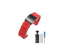 HASGTFM Red Black Exquisite Silicone Coated Steel Watchbands Fit For Diesel Dz7396 Dz7370 Dz7430 Dz4289 With Fold Buckle Strap 24 26 28mm(Black 01,26mm)