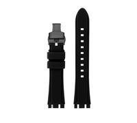 HASGTFM Resin Silicone Rubber Watchstrap 19mm 21mm Black Dark Blue Green Orange Men Watchband Fit For SWATCH IRONY Fit For CHRONO Browned(Black-Black,19mm)