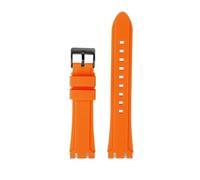 HASGTFM Resin Silicone Rubber Watchstrap 19mm 21mm Black Dark Blue Green Orange Men Watchband Fit For SWATCH IRONY Fit For CHRONO Browned(Orange-B pin,21mm)