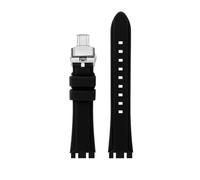 HASGTFM Resin Silicone Rubber Watchstrap 19mm 21mm Black Dark Blue Green Orange Men Watchband Fit For SWATCH IRONY Fit For CHRONO Browned(Black-Silver,21mm)