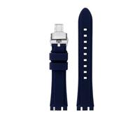 HASGTFM Resin Silicone Rubber Watchstrap 19mm 21mm Black Dark Blue Green Orange Men Watchband Fit For SWATCH IRONY Fit For CHRONO Browned(Dark blue-Silver,21mm)