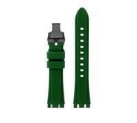 HASGTFM Resin Silicone Rubber Watchstrap 19mm 21mm Black Dark Blue Green Orange Men Watchband Fit For SWATCH IRONY Fit For CHRONO Browned(Green-Black,19mm)