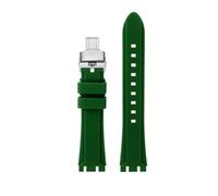 HASGTFM Resin Silicone Rubber Watchstrap 19mm 21mm Black Dark Blue Green Orange Men Watchband Fit For SWATCH IRONY Fit For CHRONO Browned(Green-Silver,19mm)