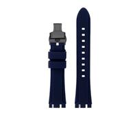 HASGTFM Resin Silicone Rubber Watchstrap 19mm 21mm Black Dark Blue Green Orange Men Watchband Fit For SWATCH IRONY Fit For CHRONO Browned(Dark blue-Black,19mm)