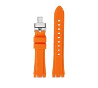 HASGTFM Resin Silicone Rubber Watchstrap 19mm 21mm Black Dark Blue Green Orange Men Watchband Fit For SWATCH IRONY Fit For CHRONO Browned(Orange-Silver,19mm)