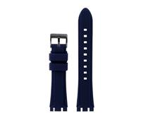 HASGTFM Resin Silicone Rubber Watchstrap 19mm 21mm Black Dark Blue Green Orange Men Watchband Fit For SWATCH IRONY Fit For CHRONO Browned(Dark blue-B pin,21mm)