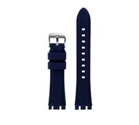 HASGTFM Resin Silicone Rubber Watchstrap 19mm 21mm Black Dark Blue Green Orange Men Watchband Fit For SWATCH IRONY Fit For CHRONO Browned(Dark blue-S pin,21mm)