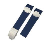 HASGTFM Rubber Silicone Watch Band 22mm Fit For Ulysse Nardin 263 DIVER Curved End Strap Black Blue Sport Watchband(Blue 1,22mm Without Buckle)