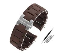 HASGTFM Silicone Coated Stainless Steel Watch Strap 20mm 23mm Black White Men Women Watchband Bracelet Fit For Armani AR5890/5891/5906/5921(Brown silver,20mm)