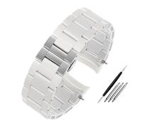 HASGTFM Silicone Coated Stainless Steel Watch Strap 20mm 23mm Black White Men Women Watchband Bracelet Fit For Armani AR5890/5891/5906/5921(White silver,20mm)