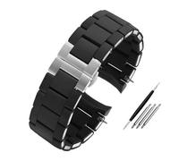 HASGTFM Silicone Coated Stainless Steel Watch Strap 20mm 23mm Black White Men Women Watchband Bracelet Fit For Armani AR5890/5891/5906/5921(Black silver,20mm)