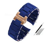 HASGTFM Silicone Coated Stainless Steel Watch Strap 20mm 23mm Black White Men Women Watchband Bracelet Fit For Armani AR5890/5891/5906/5921(Blue rose gold,23mm)