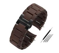 HASGTFM Silicone Coated Stainless Steel Watch Strap 20mm 23mm Black White Men Women Watchband Bracelet Fit For Armani AR5890/5891/5906/5921(Brown black,20mm)