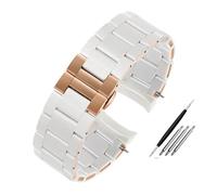 HASGTFM Silicone Coated Stainless Steel Watch Strap 20mm 23mm Black White Men Women Watchband Bracelet Fit For Armani AR5890/5891/5906/5921(White rose gold,20mm)