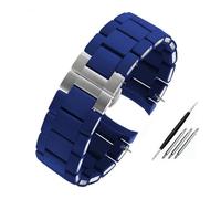 HASGTFM Silicone Coated Stainless Steel Watch Strap 20mm 23mm Black White Men Women Watchband Bracelet Fit For Armani AR5890/5891/5906/5921(Blue silver,20mm)