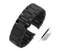 HASGTFM Silicone Coated Stainless Steel Watch Strap 20mm 23mm Black White Men Women Watchband Bracelet Fit For Armani AR5890/5891/5906/5921(Black black,20mm)