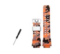 HASGTFM Silicone Rubber Watch Strap 16mm Convex Joint Black Red Orange Blue Green Beige Watchband Fit For CASIO Fit For G-SHOCK 3410 GW-9400 GW9300(B Camo orange-S)