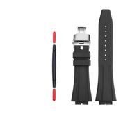 HASGTFM Silicone Rubber Watch Strap 16mm Convex Joint Soft Black Green Orange Blue Gray Men's Watchband Fit For CASIO Fit For G-shock GA2100 GM2100(Black-Silver)