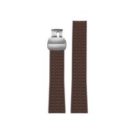 HASGTFM Silicone Rubber Watch Strap 19mm Plaid Black Blue Brown Men's Watchband Fit For Patek Philippe Aquanaut 5164A 5167A 5168A(Brown-Silver)