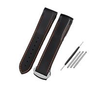HASGTFM Silicone Rubber Watch Strap 20mm 21mm 22mm Waterproof Orange Blue Men Watchband Fit For Omega Fit For Seamaster Diver 300m Fit For Planet Ocean 600m(Black orange-Silver,20mm)