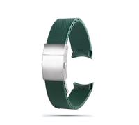 HASGTFM Silicone Rubber Watch Strap 21mm Arc Interface Diving Soft Black Blue Green Men Watchband Fit For Longines Fit For Hydro Conquest(Green-Silver)