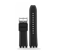 HASGTFM Silicone Rubber Watch Strap 21mm Sports Black Orange Blue Red Orange Gary Lines Men's Watchband Fit For Swatch YVS400 YVS451 YVB404(Black gray-S pin,21mm)